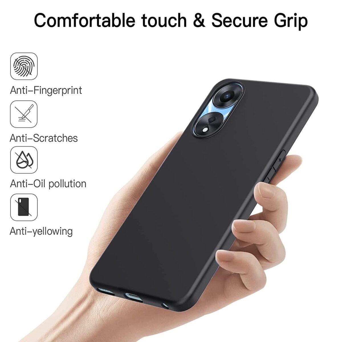 Oppo A58 5G Back Case Silicon Soft Gel Rubber Cover (Black)