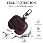 Leather Cover Compatible with Boat Airdopes 161 Protective Leather Case Cover with Carabiner Hook (Dark Brown)