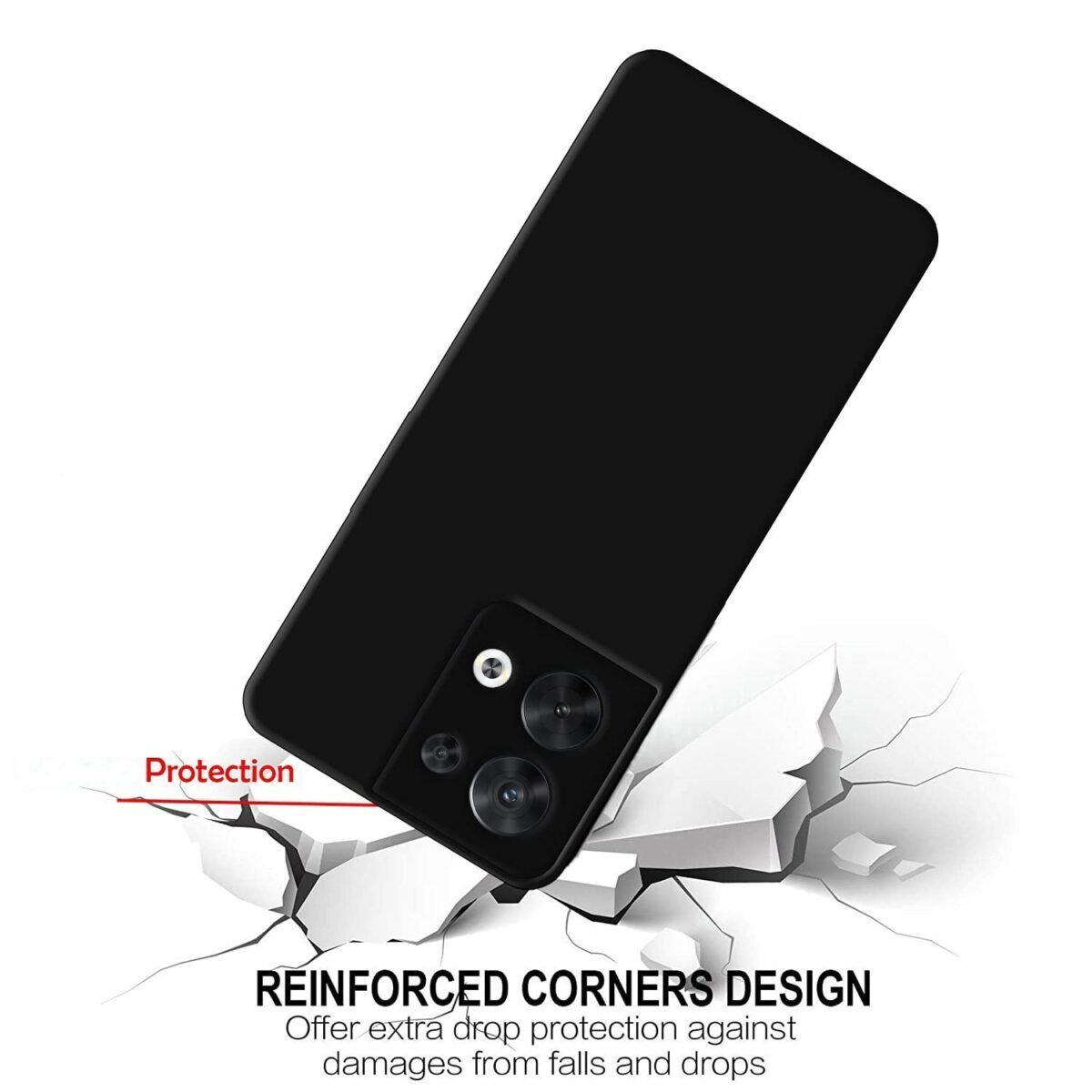 Back Case Cover for Oppo Reno 8 5G - Silicone Black