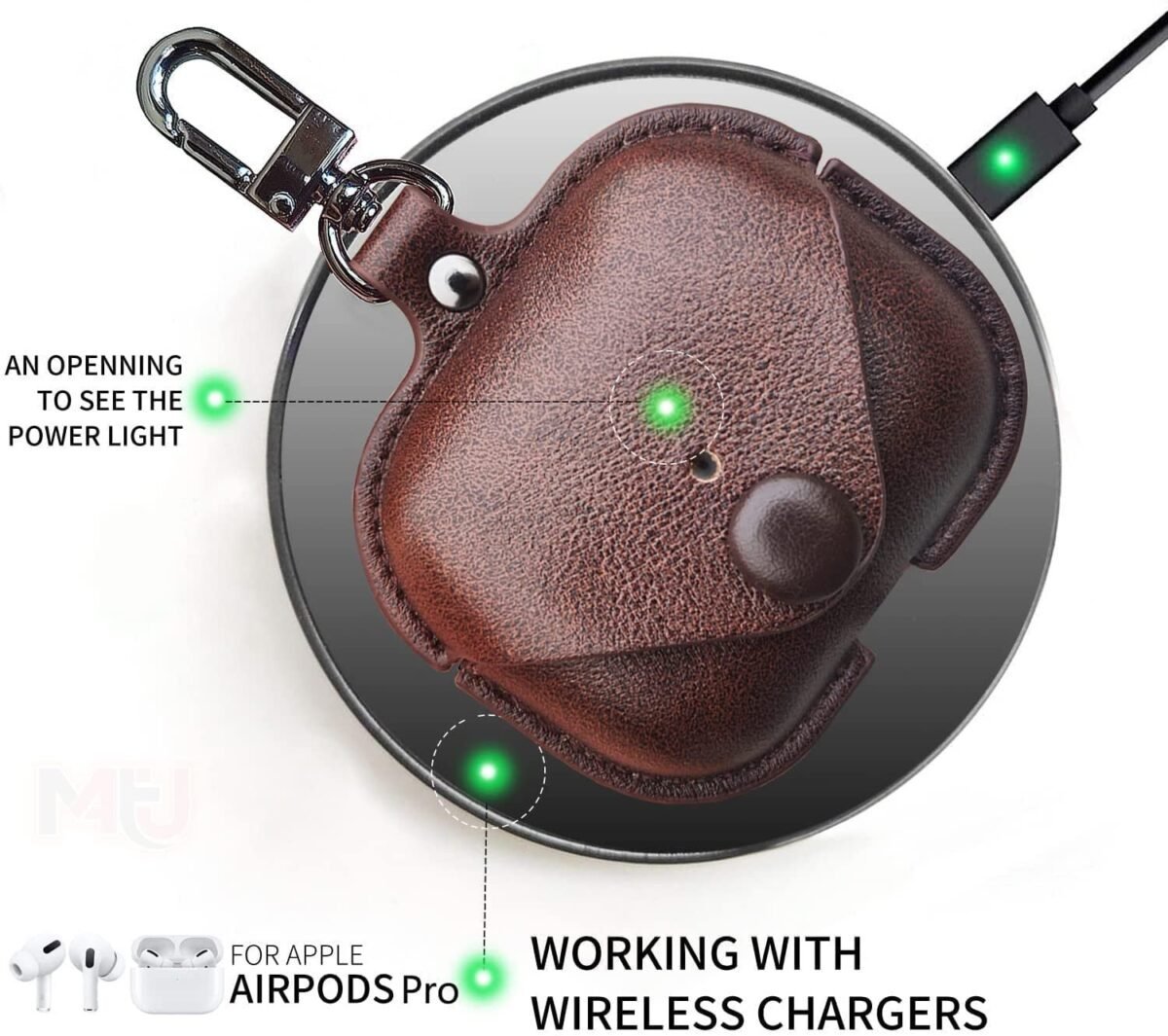 Airpods Pro Leather Case,Crazy Horse Cowhide Leather Portable Travel Case for Airpods Pro,Headphone Cases