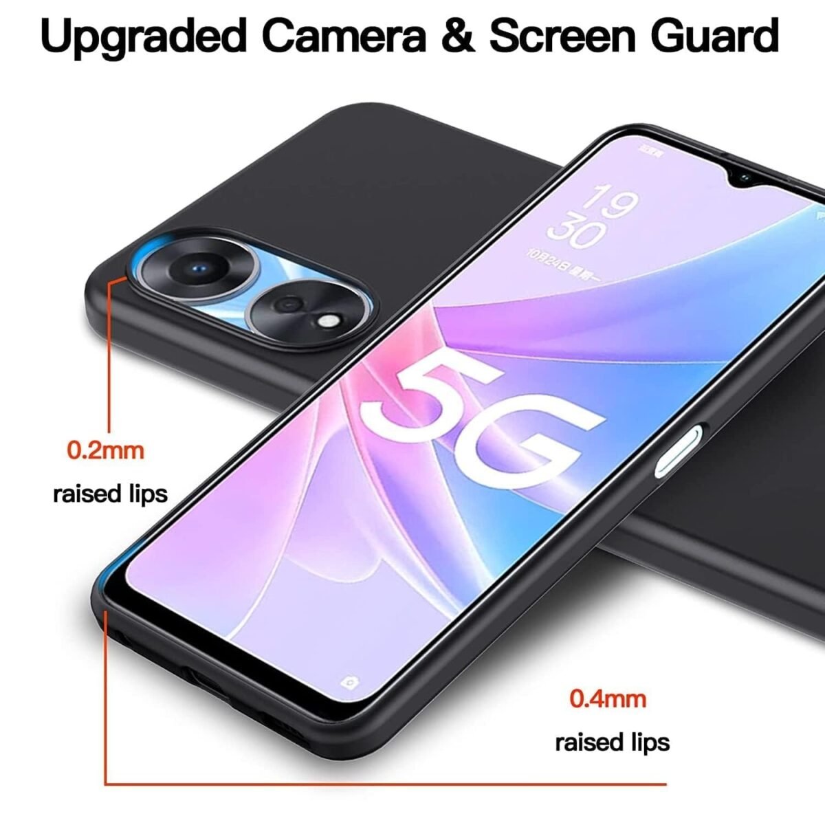 Oppo A58 5G Back Case Silicon Soft Gel Rubber Cover (Black)