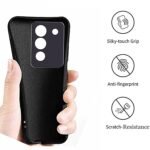 Silicone Back Cover Case for Vivo Y200 5G Shockproof TPU Soft Flexible with Camera Protection - Silicone Black