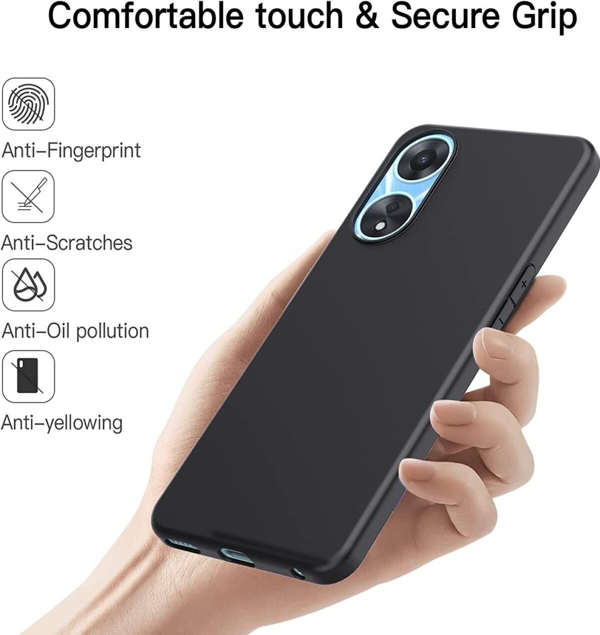 Soft Silicon Back Cover for Oppo F23 5G | Matte Finsih | Camera Protection Back Case for Oppo F23 5G (Black)