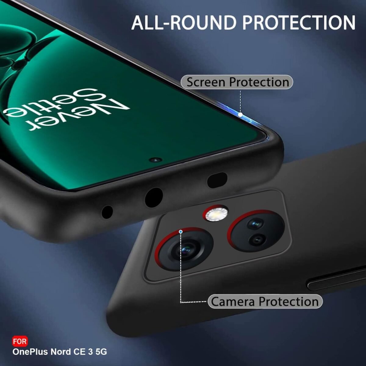 OnePlus Nord CE 3 5G | Slim Fit Protective Design | Camera Protection Bump | Soft Silicon Back Cover (Black)