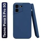 Tecno Pova 5 Pro 5G | Matte Silicone Flexible | Raised Bumps for Camera & Screen Protection Back Case Cover - Silicone Blue