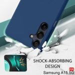 Silicone Back Cover Case for Samsung Galaxy A15 5G | Soft Micro-Fibre Lining Inside | Camera Protection Bump (Silicone Blue)