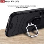 Plastic Oppo A78 (5G) Defender Case | Rotating Ring Holder & Kickstand In-Built | Military Grade Armor | Bumper Back Cover