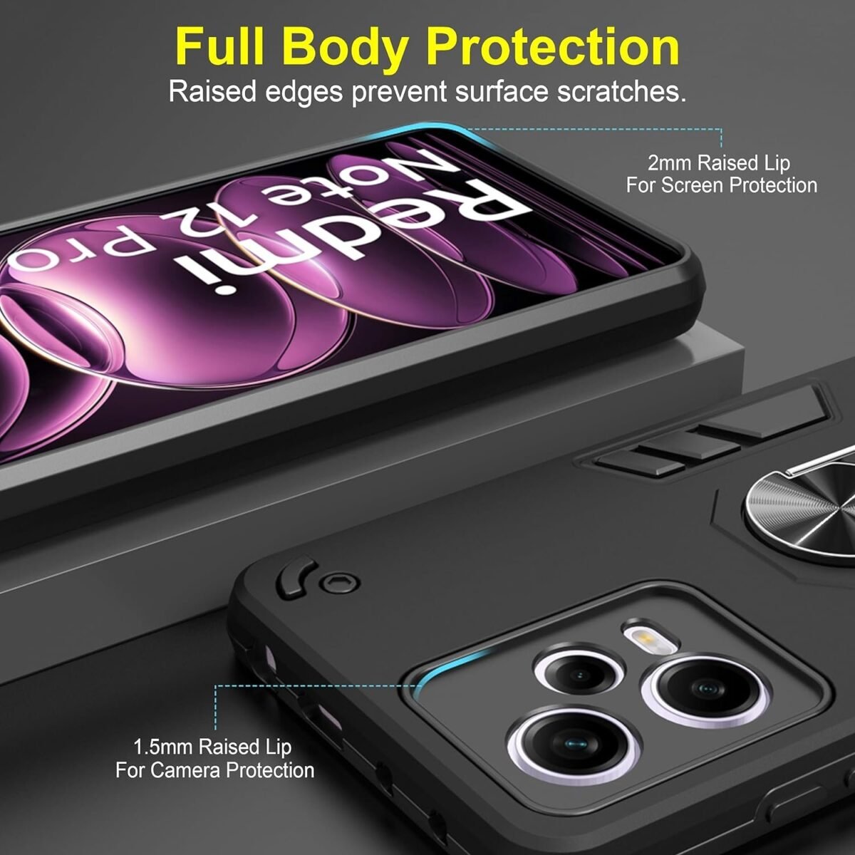 Back Case Cover for Mi Redmi Note 12 Pro 5G (Silicone, Thermoplastic Polyurethane_Black) D5