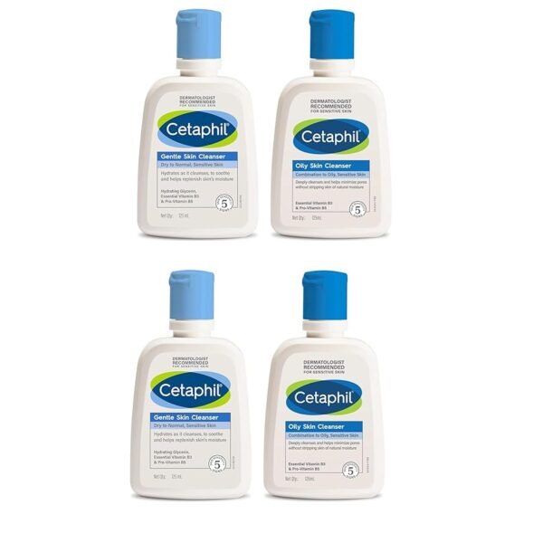 Cetaphil Oily Skin Cleanser,  Gentle Skin Cleanser for Dry to Normal, Sensitive Skin - 125 ml (Pack Of 4)
