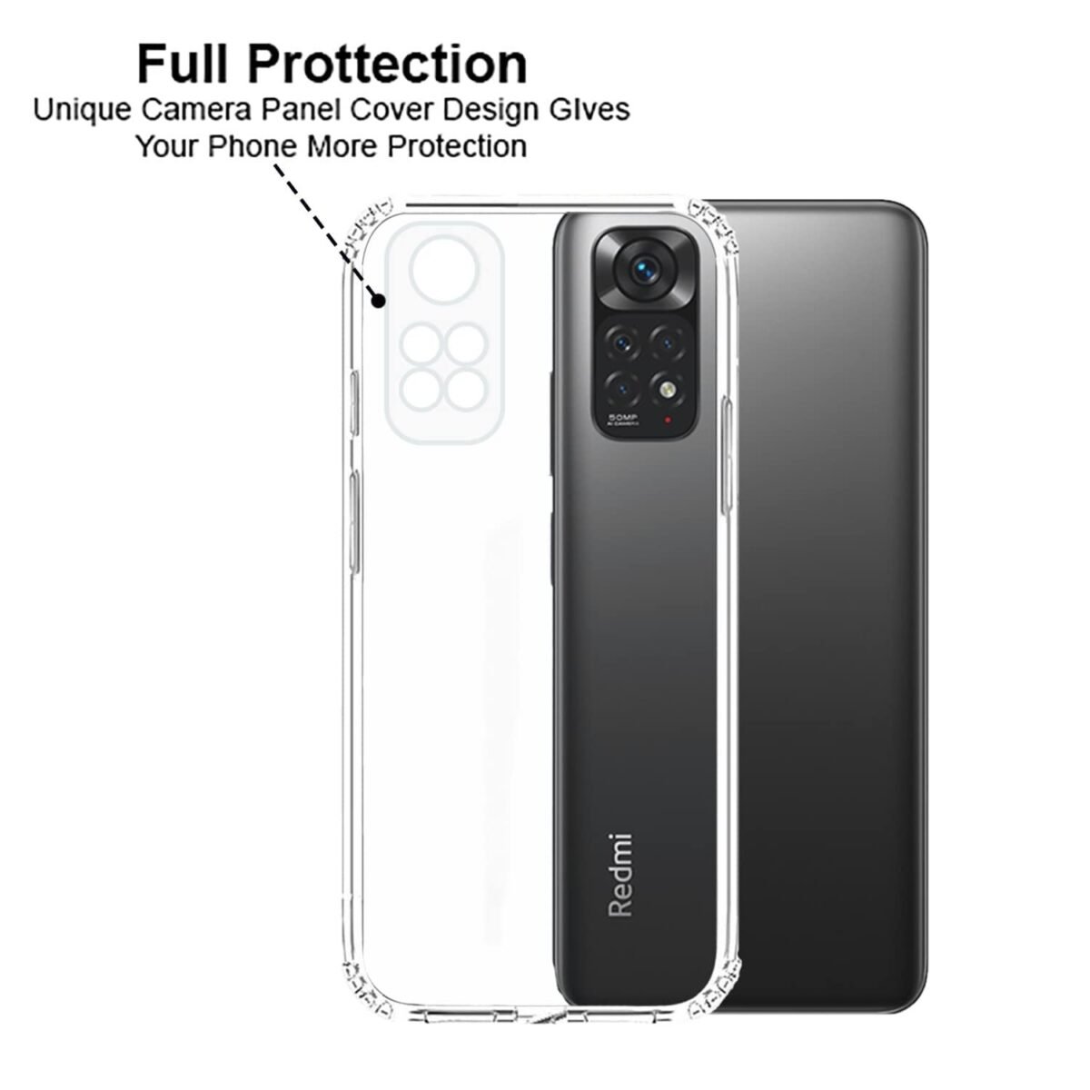 Mobile Back Case Cover for Redmi Note 11 (Soft Silicone Transparent)