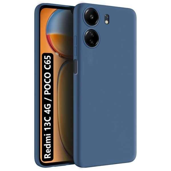 Back Cover Case for Redmi 13C 4G / Poco C65 4G | Matte Soft Silicon Flexible (Blue)