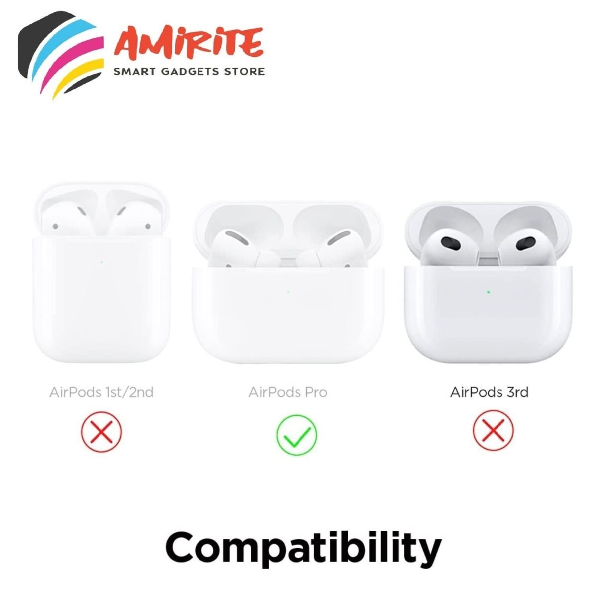 AirPods Pro Soft Silicone Protective Case 3D Design Shockproof Case Cover with Anti-Lost Metal Keyring Compatible for