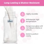 Chicco Well-Being Glass Feeding Bottle (240ml, Medium Flow) (Pink)