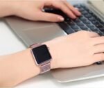 OMI  Stainless Steel Metal Buckle Mesh Watch Band Compatible with Apple Watch Bands 38mm 40mm 41mm, Women Men Replacement