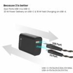 Portronics Adapto 45 20W Mobile Charger Adapter with Dual Port (USB A + PD Type C), Fast Charging, Short Circuit Protection,