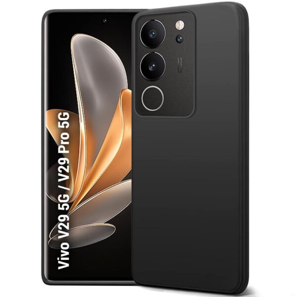 Vivo V29 / V29 Pro 5G | Soft Micro-Fibre Lining Inside | Camera Protection Bump (Black) | Shockproof Back Cover Case
