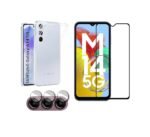 3 in 1 Combo Pack for Samsung Galaxy A14 5G – Transparent Case (Back Cover + Camera Lens Protector + Tempered Glass)