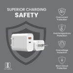 Portronics Adapto 45 20W Mobile Charger Adapter with Dual Port (USB A + PD Type C), Fast Charging, Short Circuit Protection,