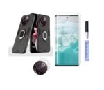 3 in 1 Combo Pack for Vivo V30e 5G – D5 Tough Armor Bumper Back Cover - Black (Back Cover + Camera Lens Protector + Tempered Glass)