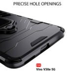 V30e 5G | Ring Holder & Kickstand in-Built | 360 Degree Protection Back Cover |    Armor Bumper Back Cover Case (PC & TPU, Black)
