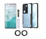 Combo Vivo V29 / V29 Pro 5G Protection | Transparent Eagle Back Cover (Black) + Tempered Glass + Camera Lens Glass