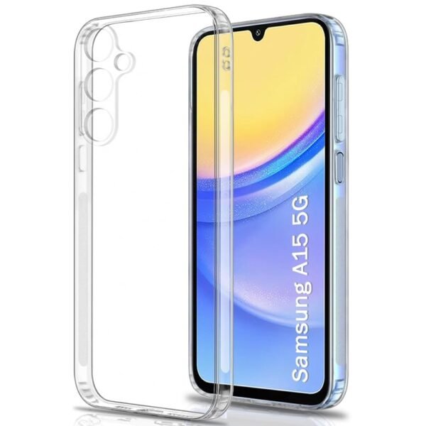 Back Cover Soft Case for Samsung Galaxy A15 5G | Best Camera Protection | Inbuilt Dust Plugs & Anti-Slip Grip | (Transparent)