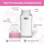 Chicco Well-Being Glass Feeding Bottle (240ml, Medium Flow) (Pink)