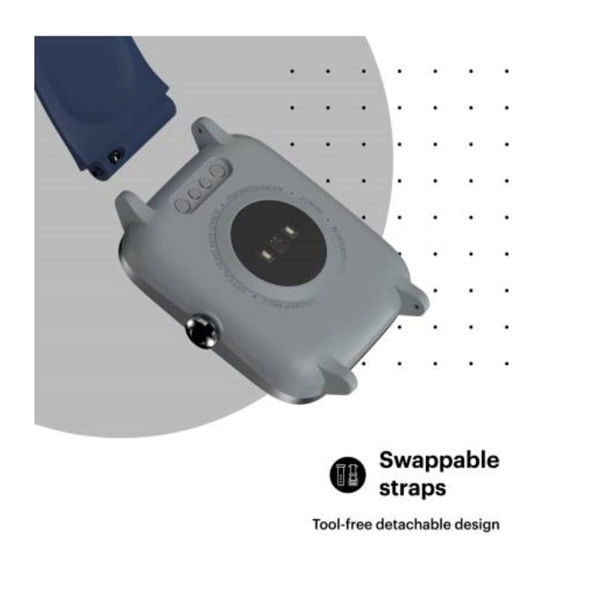 JBJ Soft Silicone 19mm Smartwatch Strap Metal Button Compatible with Noise Colorfit Pro 2/Oxy/Pulse/Beat, Boat Storm Smart