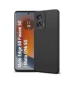 Motorola Edge 50 Fusion 5G Silicone Black Cover Case | Soft Micro-Fibre Lining | + 3-in-1 Combo (Camera Lens & Screen Glass)