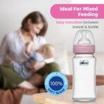 Chicco Well-Being Glass Feeding Bottle (240ml, Medium Flow) (Pink)