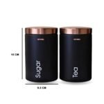METKING Tea Sugar Coffee Containers Set - Black Color Coated Canisters for Your Kitchen, Perfect Sugar Tea Container Set, Tea