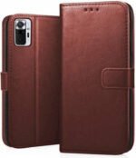 Leather Finish Flip Cover for Xiaomi Redmi Note 10 Pro Max |Inside Pockets & Inbuilt Stand | Wallet Style Back Case |