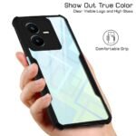 Back Cover Case for VIVO Y22 (Crystal Glass Back | Camera Protection | Shockproof Bumpers | Professional Black)