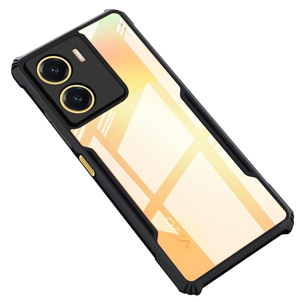 Eagle Vivo T2X / Y56 / Y16 (5G) Back Case Cover | Camera Protection Shockproof | | Transparent Eagle Back Case Cover (Black)