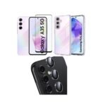 3 in 1 Combo Pack for Samsung Galaxy A35 5G – Transparent Cover (Back Cover + Camera Lens Protector + Tempered Glass)