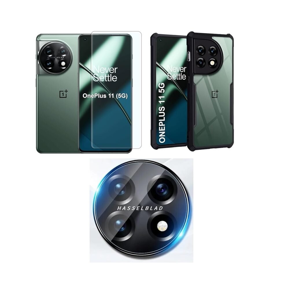 Combo pack for OnePlus 11 5G back case cover |-Eagle case cover Camera Lens Protector & Tempered Screen Glass.