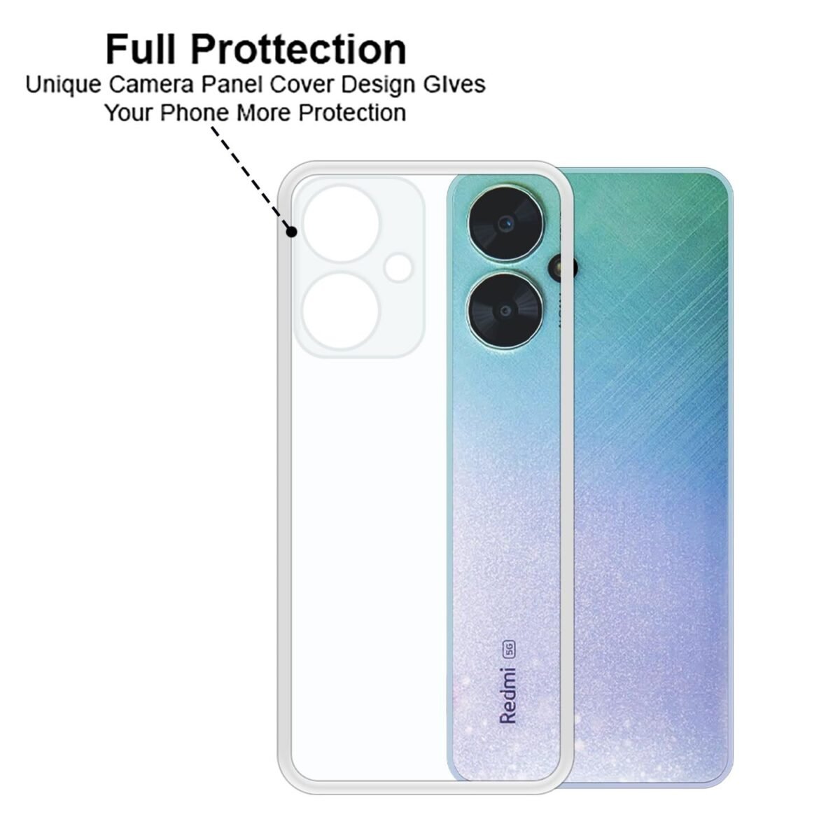 Transparent Back Case Cover for Mi Redmi 13C 5G (Soft & Flexible & Camera Protection Back Case) Transparent