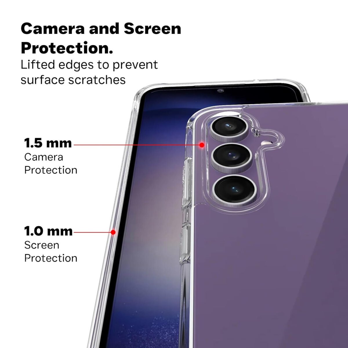 Samsung Galaxy S23 FE 5G Back Cover Case with Drop Protection Corner Airbag (Clear PC + Black TPU Bumper)