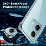 Transparent Crystal Clear Back Cover Case for Mi Redmi Note 13 5G | Shockproof Soft TPU Case | Cushioned Edges