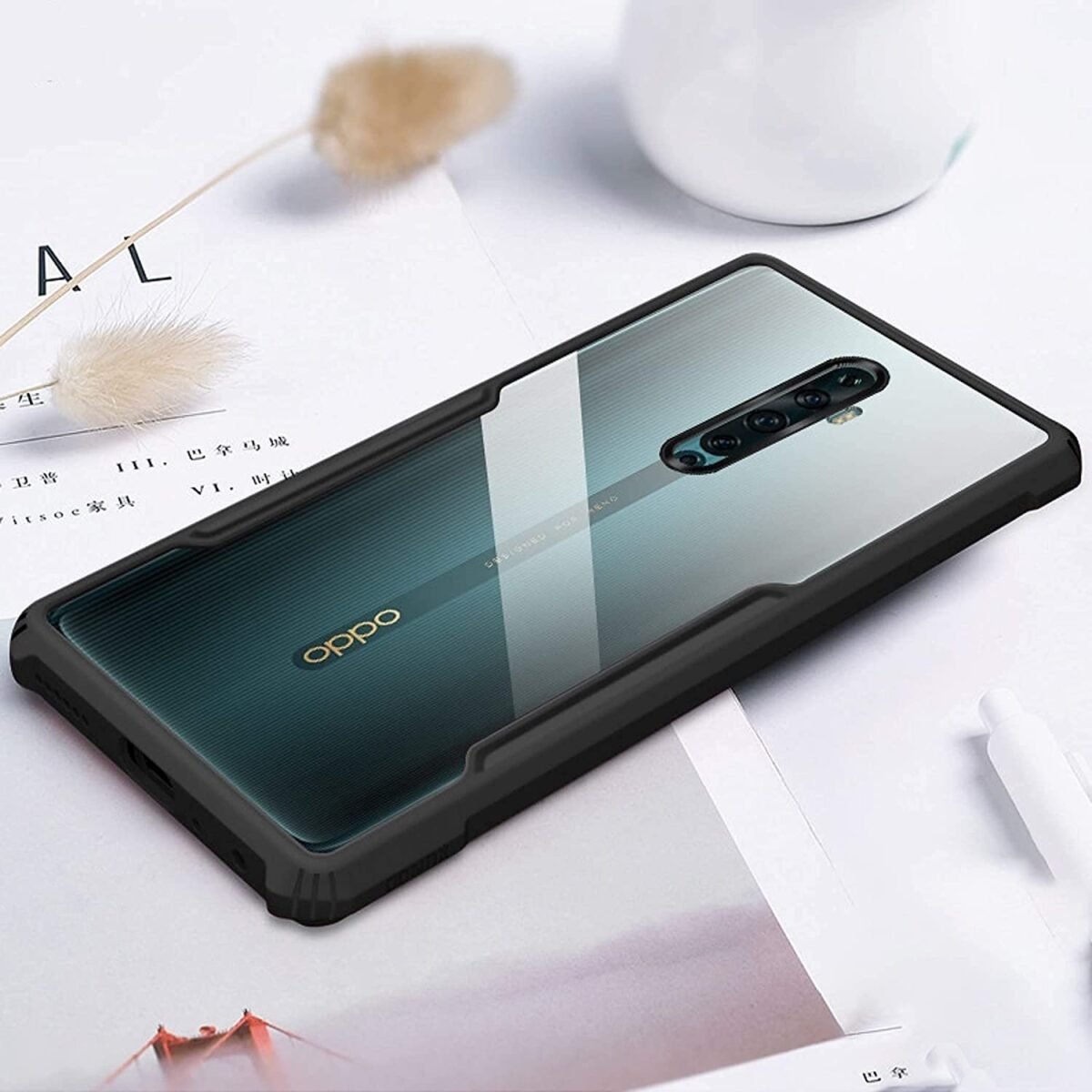 Back Cover & Bumber Case Cover For Oppo Reno 2Z (Transparent Black Border) Eagle