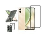 3 in 1 Combo Pack for Vivo Y200 5G – Transparent Back Cover (Back Cover + Camera Lens Protector + Tempered Glass)