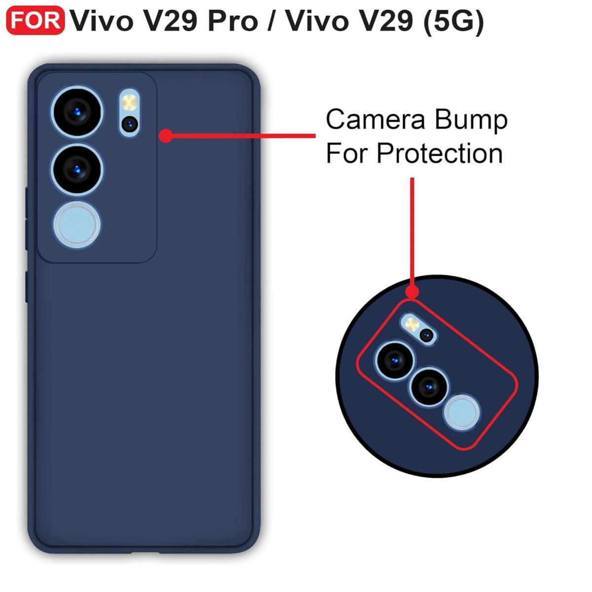Vivo V29 Pro/Vivo V29 (5G) Back Cover | Camera Bump Protection | Ultra Slim Matte Soft Rubberised Case Cover (Blue)