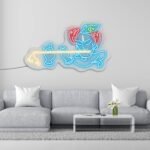 OMI Arts Lord Krishna Led Neon Light Sign Wall Decor Neon Light | Customized Led Neon Light Sign | Gifting Items | Krishna Neon Light Sign | Home Decor Gifts (24 by 12 inches)