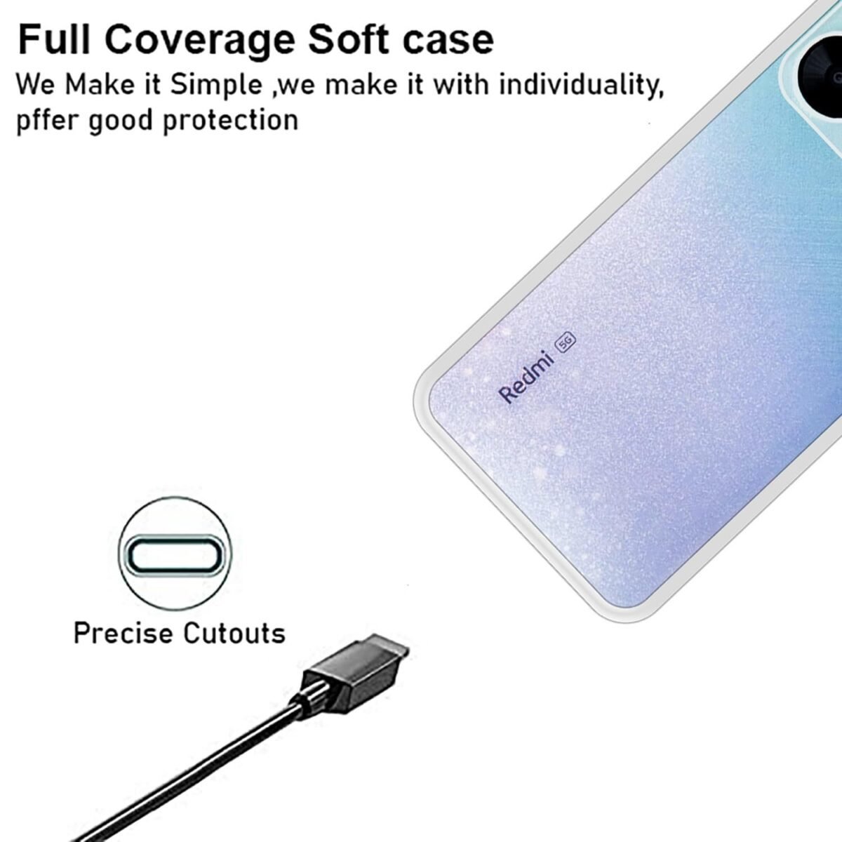 Transparent Back Case Cover for Mi Redmi 13C 5G (Soft & Flexible & Camera Protection Back Case) Transparent