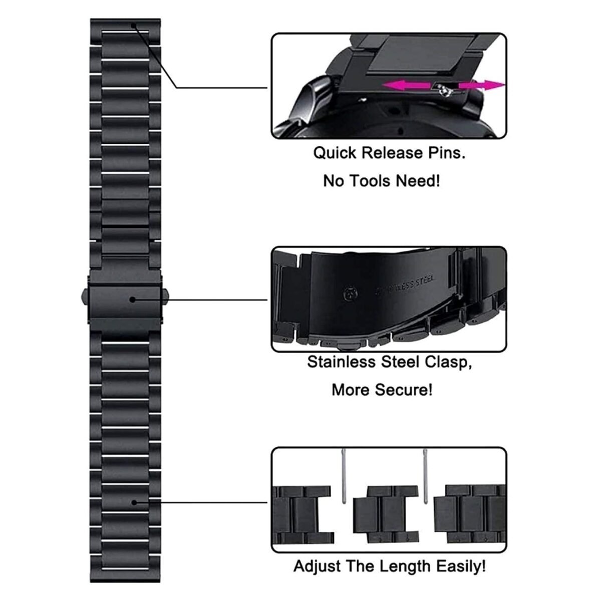 OMI  20MM Heavy Metal Chain Strap with Secure Lock Techonology Compatible with Amazfit GTS 2 Mini, Amazfit Bip, Amazfit GTS,