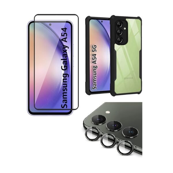Combo pack for Basic Case for Samsung Galaxy A54 5G | Eagle | Camera Lens Protector & Tempered Screen Glass.