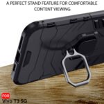 Armor Bumper Back Case Cover for Vivo Y200e 5G T3 5G | Ring Holder & Kickstand in-Built | 360 Degree Protection Back Case Cover (PC & TPU, Greyish Blue)