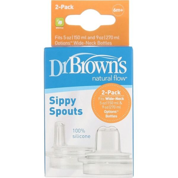 Dr. Brown's Wide Neck Transition Sippy Spouts (Pack of 2, Brown)