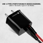 Portronics Adapto 20B 20W PD Charger with Fast Charging, Dual Ports Type C & USB A Ports, Smart Protection Chip, Wide