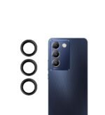 Combo Vivo Y200e 5G / Vivo T3 5G Protection | Hard Hybrid PC + TPU Armour Case (Transparent Black) + Tempered Glass + Camera Lens Protector